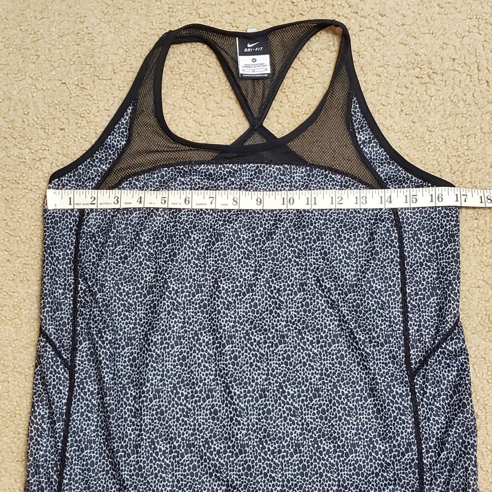 Nike Dri Fit Womens Sz Medium Leopard Racerback Tank Top Mesh Black & White - Picture 6 of 8
